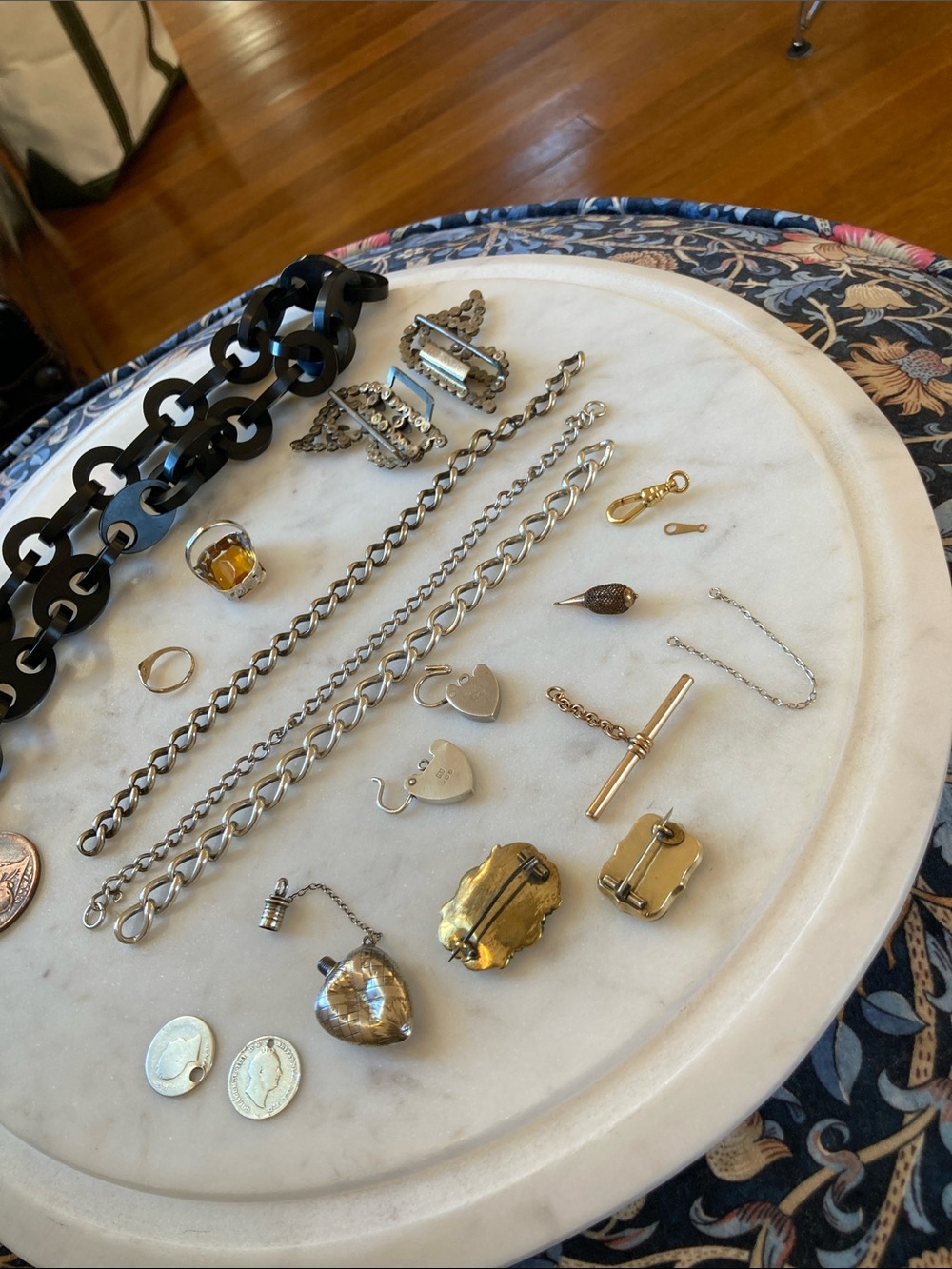 Antique Georgian & Victorian Mourning Jewelry & Hairwork Jewelry Lot - Picture 15 of 16
